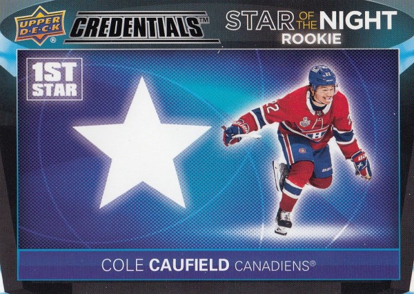 insert RC karta COLE CAUFIELD 21-22 Credentials 1st Star of the Night Rookies číslo 1SR-2